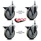 Service Caster 5 Inch Gray Polyurethane 10 MM Threaded Stem Caster Set with Brake SCC-TS20S514-PPUB-PLB-M1015-4 - alternate 2
